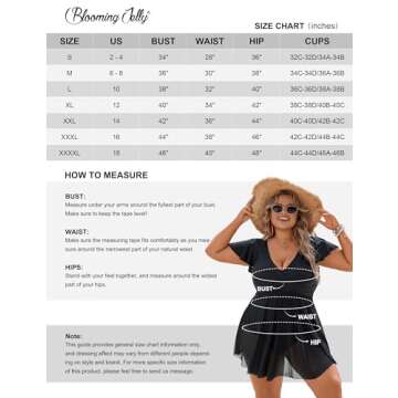 Blooming Jelly Women's Plus Size Bathing Suit One Piece Tummy Control Swimsuits Black Swimwear Push Up Swim Dress