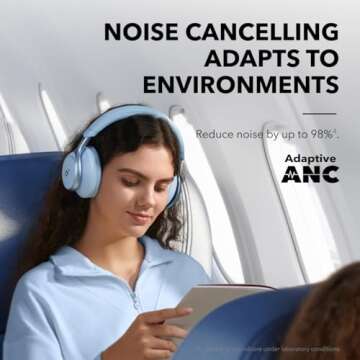 Soundcore by Anker, Space One, Active Noise Cancelling Headphones, 2X Stronger Voice Reduction, 40H ANC Playtime, App Control, LDAC Hi-Res Wireless Audio, Comfortable Fit, Clear Calls, Bluetooth 5.3