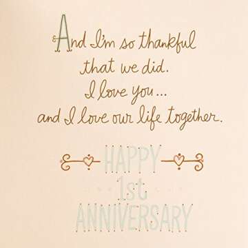 Heartfelt Hallmark 1st Anniversary Card