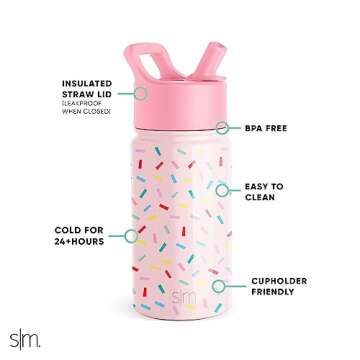 Simple Modern Kids Water Bottle - Insulated Confetti Tumbler 14oz