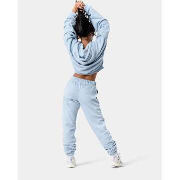 Kamo Fitness CozyTec High-Waisted Sweatpants for Women Baggy: Comfy Lounge Pants with Pockets Crafted from Soft Thick Fleece, Cuffed, Loose Fit, Tall Friendly Joggers for Fall (Skyway, M)