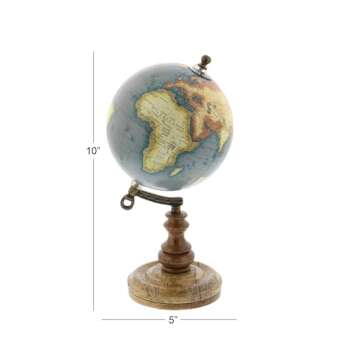 Deco 79 10" Brown Globe with Wood Base for Home Decor