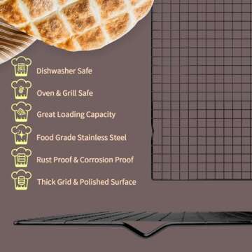 BRIOUT Cooling Rack for Baking, 16x10 Inches Baking Rack, Thick Wire Cookie Rack for Cooking, Roasting, Grilling, Drying, Oven Safe, Fits Half Sheet Pan, Black