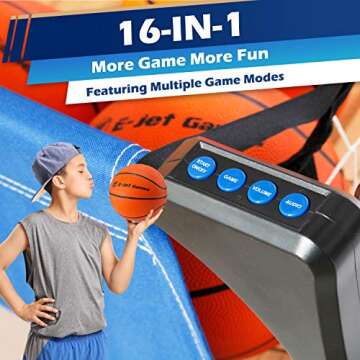 E-Jet Basketball Arcade Game, Gifts for Boys & Girls, Children Teens & Adults | Dual Shot 10 Mins Setup 16-in-1 Games, Birthday Christmas Party