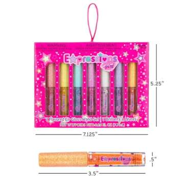 Expressions 7pc Fruity Flavored Lip Gloss Set - Lip Gloss in Assorted Fruity Flavors, Non Toxic Makeup for Kids & Teens