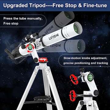 LUVONI Telescope, 90mm Aperture 900mm Telescopes for Adults Astronomy with Fine-tuning AZ Tripod, Multi-coated High Transmission Professional Refractor Telescope with Slow-motion Knobs & Phone Adapter