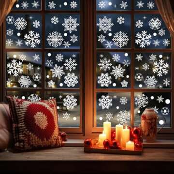 JCFIRE 152Pcs Christmas Snowflake Window Clings Stickers, 8 Sheets Larger Christmas Window Decorations, Christmas Window Clings Holiday Decor, Xmas Decorations for Home School Christmas Party