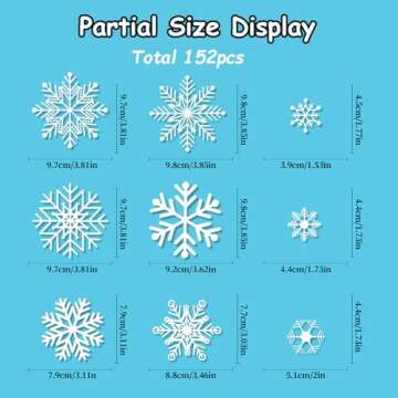 JCFIRE 152Pcs Christmas Snowflake Window Clings Stickers, 8 Sheets Larger Christmas Window Decorations, Christmas Window Clings Holiday Decor, Xmas Decorations for Home School Christmas Party