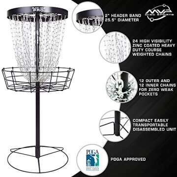 MVP Disc Sports Black Hole Pro 24-Chain Portable Disc Golf Basket Target