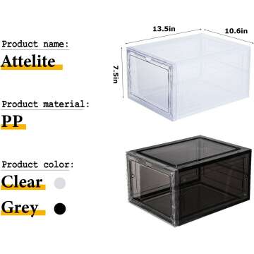 Stackable Shoe Storage Box Set of 6 by Attelite