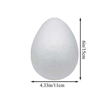 Crafjie Foam Eggs 3pcs 6 Inch (15cm) White Craft Polystyrene Eggs Smooth for Spring Easter Halloween Christmas Holiday Crafts Making Handmade DIY Painting School Projects