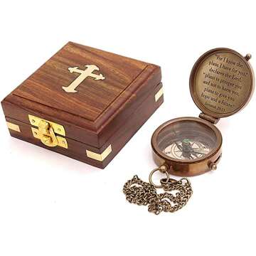 Nautical Compass with Engraved Scripture