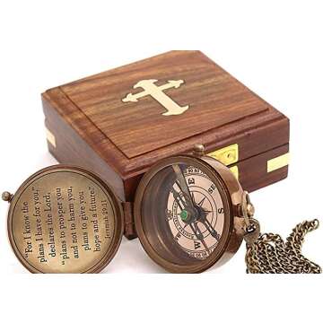 Nautical Compass with Engraved Scripture