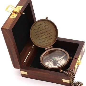 Nautical Compass with Engraved Scripture