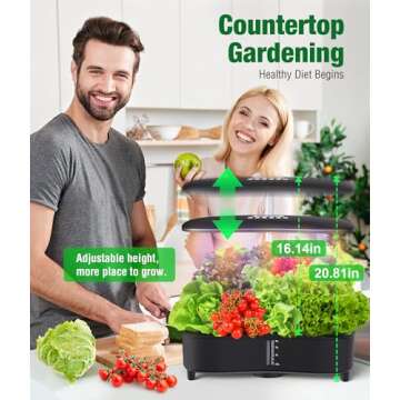 Misting Hydroponic Growing System 15 Pods Herb Garden Kit Indoor, 5L Large Tank Plant Germination Kit with Adjustable Height Grow Light to “20", Quiet Pump, Auto Timer, Gardening Christmas Gifts