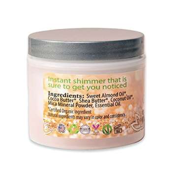 GLIMMER GODDESS Organic Whipped Shimmer Body Butter - Sexy Level 2 Bronze Body Shimmer - Moisturizing & Nourishing Skincare with Natural Ingredients - Sultry Glow & Hydration - 4.0 oz