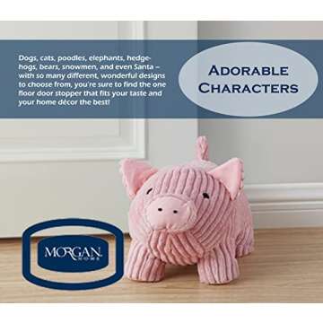 Morgan Home Premium Decorative Door Stopper – Cute & Funny Animal Door Stop Holders for Any Room – Plush Floor Door Stoppers Available in Many Cute Designs – Approx. 12 x 9 x 8 Inches (Pink Pig)