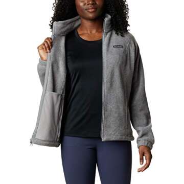 Columbia Women's Benton Springs Full Zip Jacket, Soft Fleece with Classic Fit Light Grey Heather