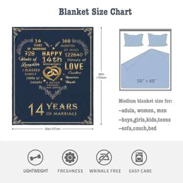 Gifts for 50th Anniversary Blanket, 50 Years Anniversary Golden Wedding Gifts for Couple Parents Grandparents, 50 Years of Marriage Throw Blanket Flannel Fleece Ultra Soft Warm Cozy Blanket 50"x60"