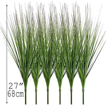 27" Artificial Plants Onion Grass Greenery Faux Fake Shrubs Plant Flowers Wheat Grass for House Home Indoor Outdoor Office Room Gardening Indoor Décor 6 Pack