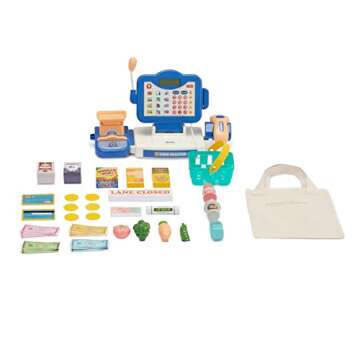 Amazon Basics Grocery Store Checkout Counter with Shopping Cart, Kids Supermarket Pretend Play Store Cash Register, Gift for Age 3Y+, Multicolor