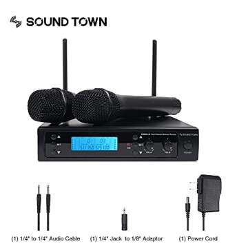 Sound Town 200-Channel Professional UHF Wireless Microphone System with 2 Handheld Microphones, for Church, Business Meeting, Outdoor Wedding and Karaoke