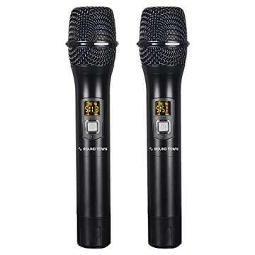 Sound Town 200-Channel Professional UHF Wireless Microphone System with 2 Handheld Microphones, for Church, Business Meeting, Outdoor Wedding and Karaoke