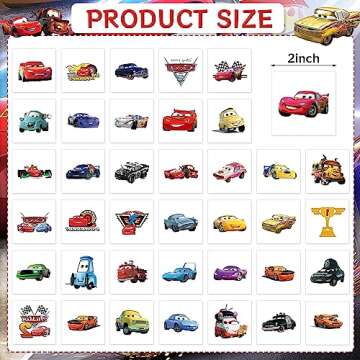 40 Pcs Lightning Cars Party Favor Tattoo Stickers, Racing Cars Party Supplies Waterproof Tattoo Stickers Party for Decoration Birthday Gift for Laptop Skateboard Desk Decoration