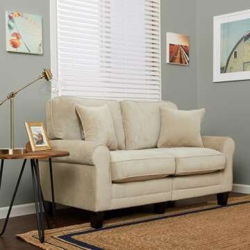 Serta Copenhagen Rolled Arm Sofa - 61" Loveseat in Tan