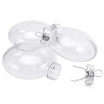 Auihiay 10 Pack Christmas Clear Plastic Ornament Discs, 3.15 Inch Fillable Ornament Balls for DIY Craft Projects, Wedding, Birthday, Valentine's Day Party, Home Decorations (80 mm)