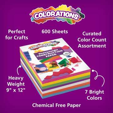 Heavy-Duty 600 Sheets Construction Paper for Kids