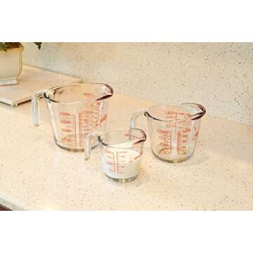 Anchor Hocking Glass Measuring Cups Set - 3 Essential Sizes