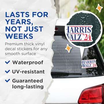 (2 Pack) Premium Harris Walz 2024 Election Stickers - Kamala Harris & Tim Waltz