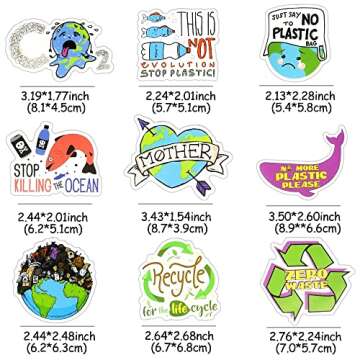 50Pcs Earth Day Stickers for Kids Environmental Stickers for Water Bottles Save The Planet Vinyl Stickers