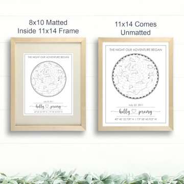 Custom Star Map for Specific Date Art Print | Personalized Star Map | Night Sky Constellation | Anniversary Gifts for Men | Unique Gift for Weddings, Girlfriends, Boyfriends, Engagements, and more!