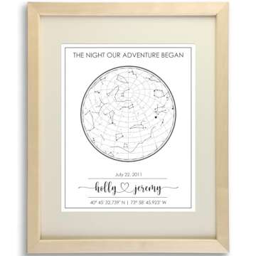 Custom Star Map for Specific Date Art Print | Personalized Star Map | Night Sky Constellation | Anniversary Gifts for Men | Unique Gift for Weddings, Girlfriends, Boyfriends, Engagements, and more!