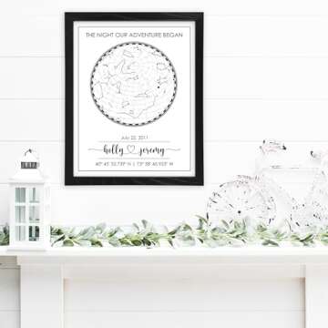 Custom Star Map for Specific Date Art Print | Personalized Star Map | Night Sky Constellation | Anniversary Gifts for Men | Unique Gift for Weddings, Girlfriends, Boyfriends, Engagements, and more!