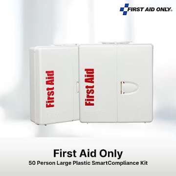 First Aid Only 1000-FAE-0103 SmartCompliance 50-Person OSHA Compliant First Aid Kit for Business, Large Plastic First Aid Cabinet with Medications, 245 Pieces