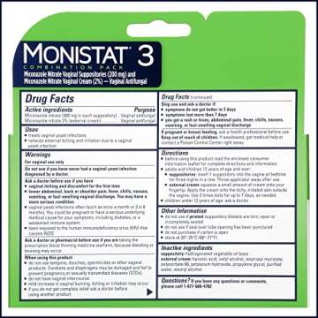 Monistat 3 Day Yeast Infection Treatment for Women, 3 Miconazole Suppository Inserts & External Monistat Anti-Itch Cream Bundle