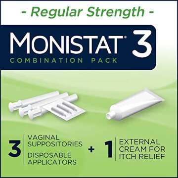 Monistat 3 Day Yeast Infection Treatment for Women, 3 Miconazole Suppository Inserts & External Monistat Anti-Itch Cream Bundle