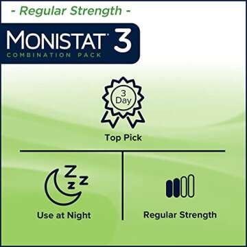 Monistat 3 Day Yeast Infection Treatment for Women, 3 Miconazole Suppository Inserts & External Monistat Anti-Itch Cream Bundle