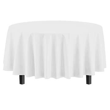 12-Pack Premium Round Plastic Tablecloths - 84" White Covers