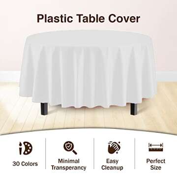 Premium 84" Plastic Tablecloths - 12 Pack