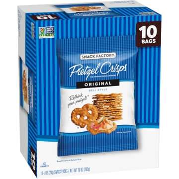 Snack Factory Pretzel Crisps, Original, 1 Oz Snack Bags, 10 Ct