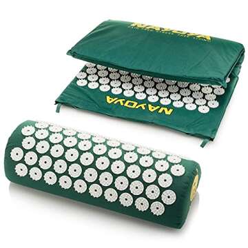 NAYOYA Neck and Back Pain Relief - Acupressure Mat and Neck Pillow Set - Relieves Stress and Sciatic Pain for Optimal Health and Wellness - Comes in a Carry Box with Handle for Storage and Travel