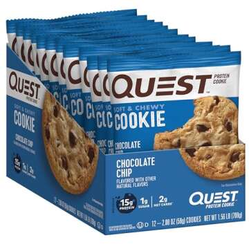 Quest Nutrition Chocolate Chip Protein Cookie; Keto Friendly; High Protein; Low Carb; 12 Count