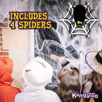 Halloween Decorations Outdoor - Indoor Spider Web, Spooky 200 sq. ft. Cobweb Halloween Patio Party Spider Webs, Spider Web Decoration, Spider Webs Halloween Decorations, Spider Webs & Fake Spiders