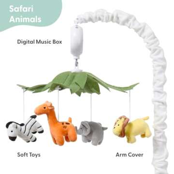 The Peanutshell Crib Mobile for Boys or Girls - White Musical Baby Crib Mobile with 12 Lullabies, Jungle Animal, Baby Mobile Crib Safari Animals Nursery Decor