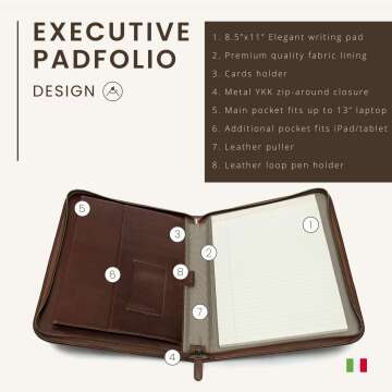 Italian Leather Executive Padfolio