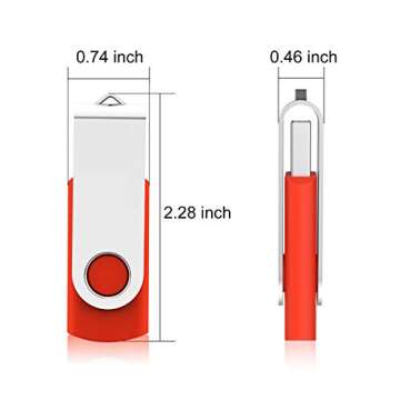 Alihelan 10pcs 4GB USB Flash Drives USB 2.0 Thumb Drive Bulk Pack Swivel Memory Stick 4 GB Fold Storage Jump Drive Zip Drive, 10 Pack Red